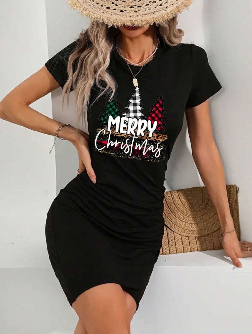 T-shirt dress - Christmas black