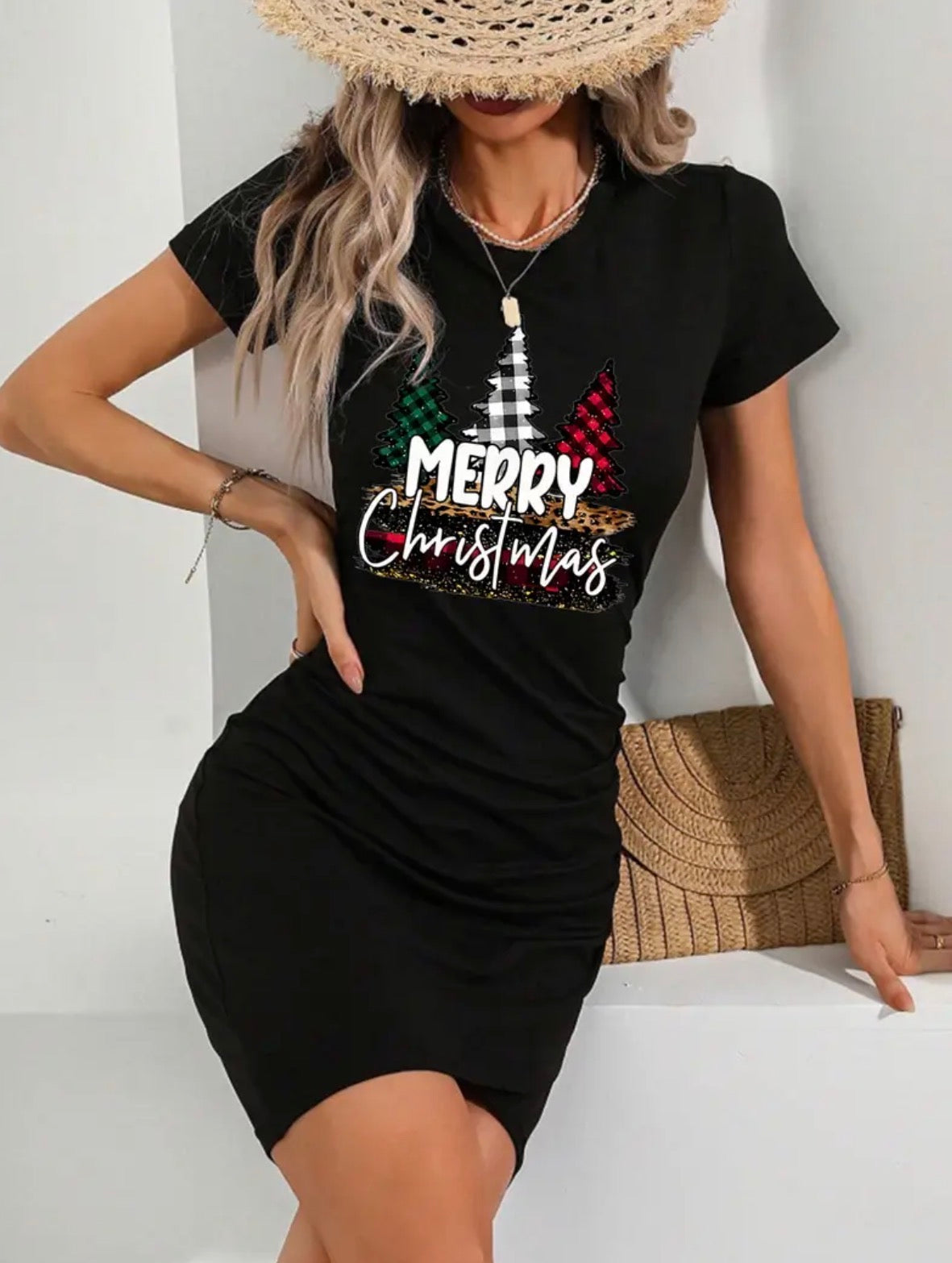 T-shirt dress - Christmas black
