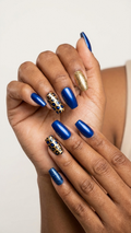 Nails (stick-on) - blue & gold