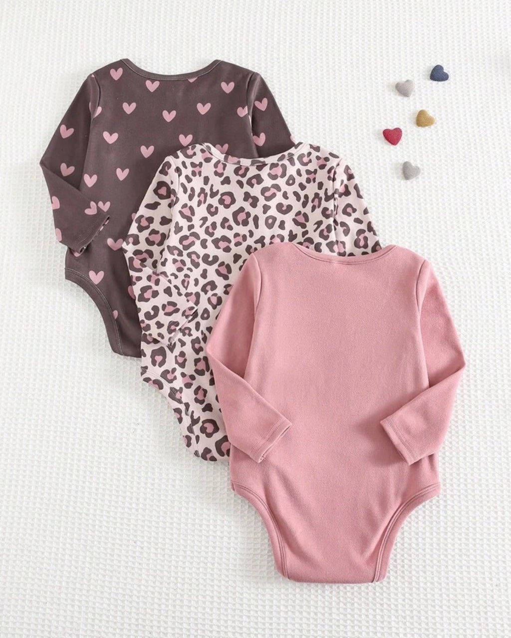 3pc Baby bodysuit set. - pink/brown