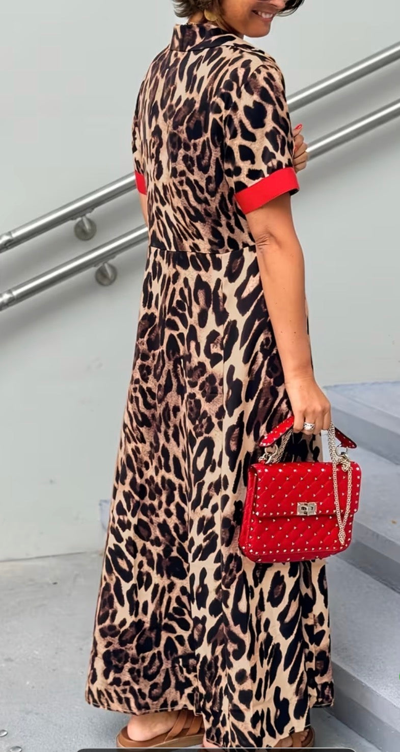 Red trim dress