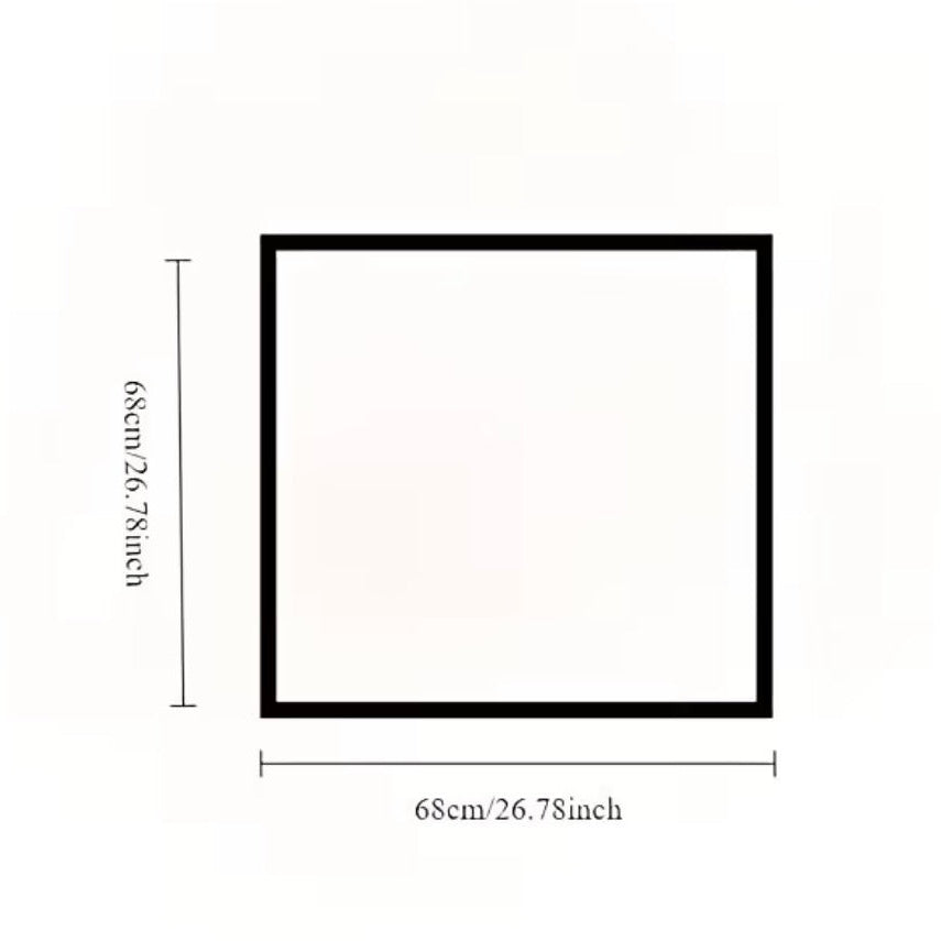 Black square frame with dimensions labeled on a white background