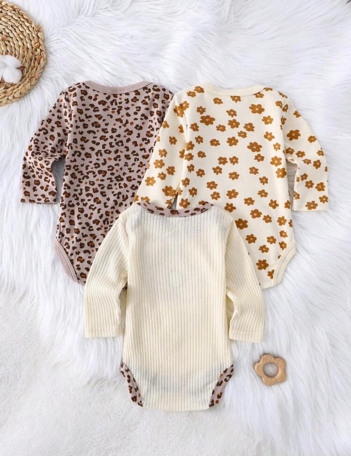 3pc baby bodysuit - earthy