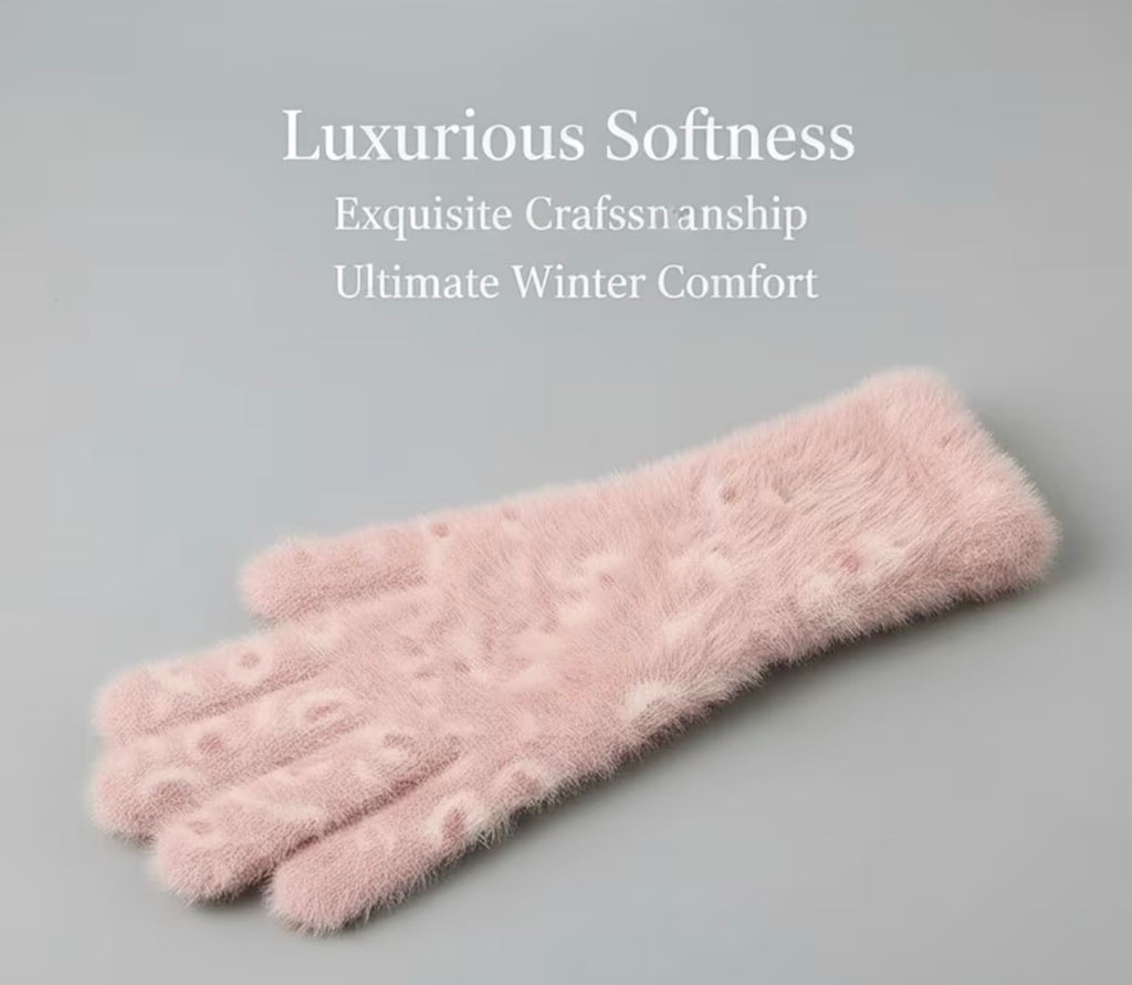 Gloves outdoor - pink fluffy