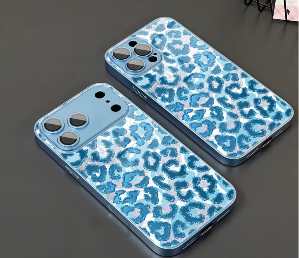 Phone cover (Blue glitter) - Apple compatible