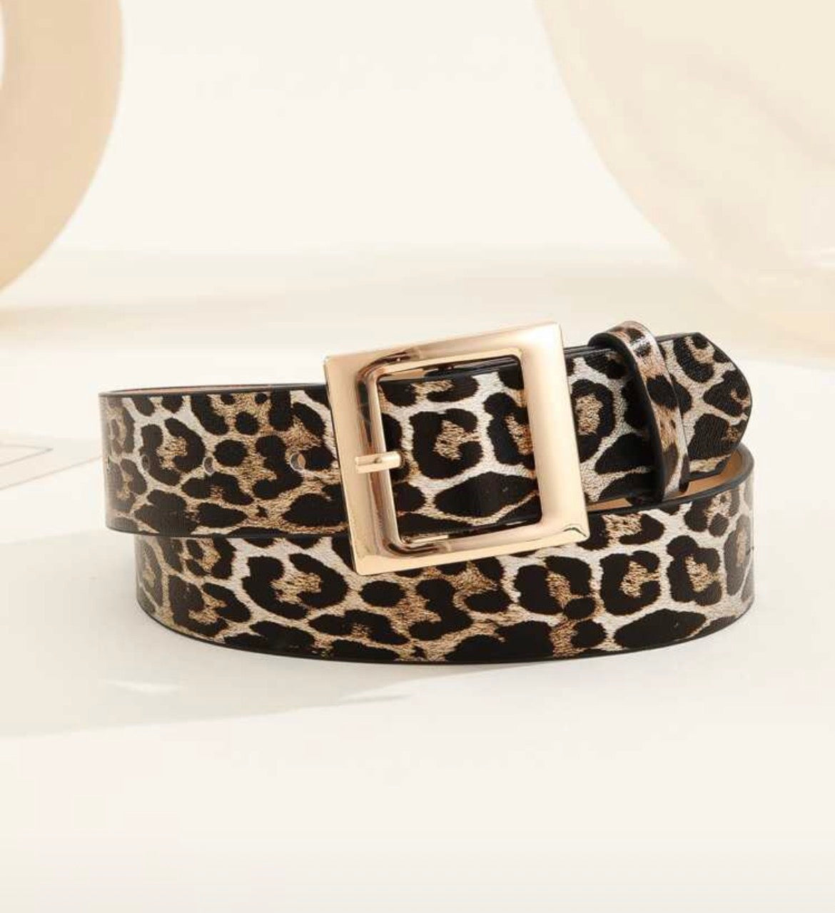 Leopard print belt - gold colour buckle
