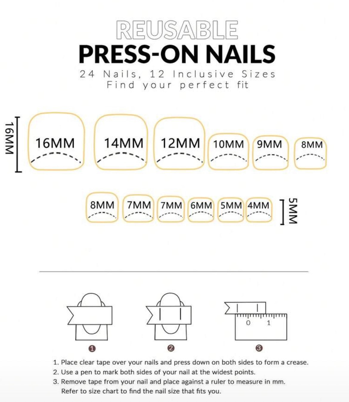 Stick on nails - red (toes)