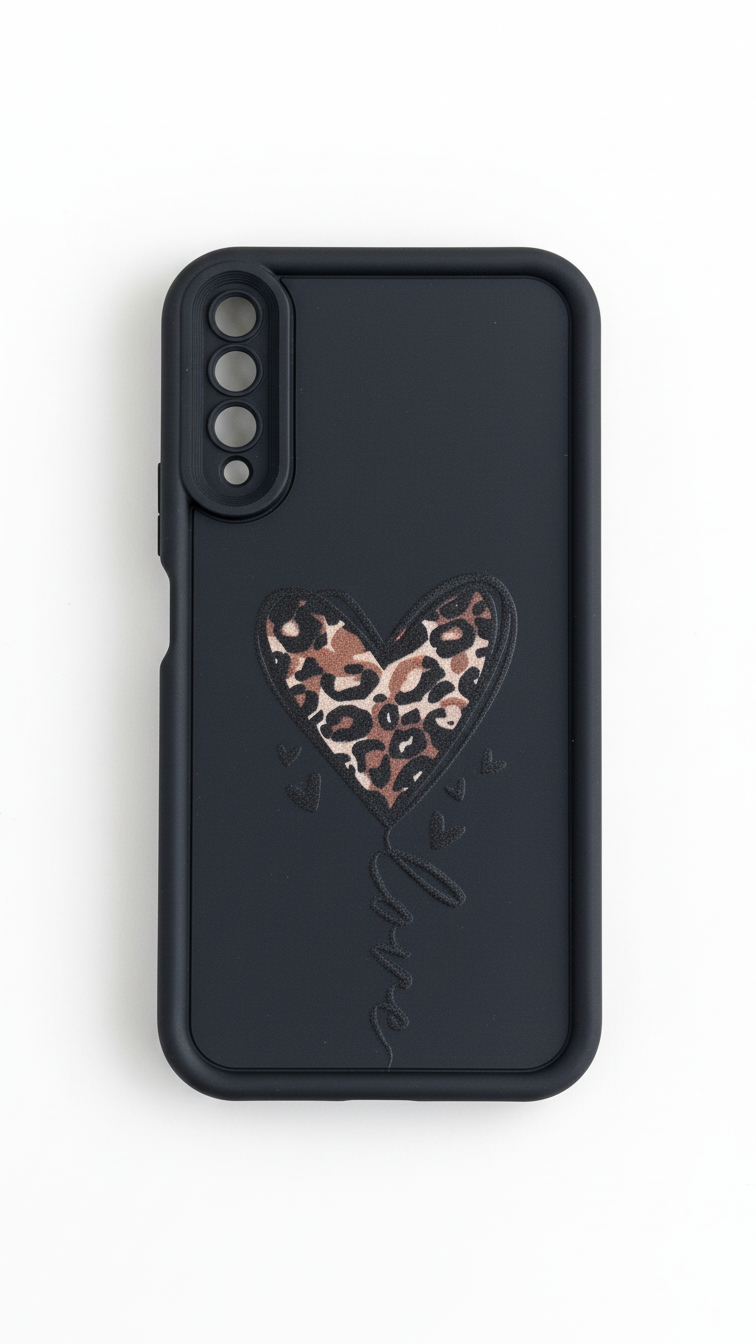 Black with heart shape phone cover