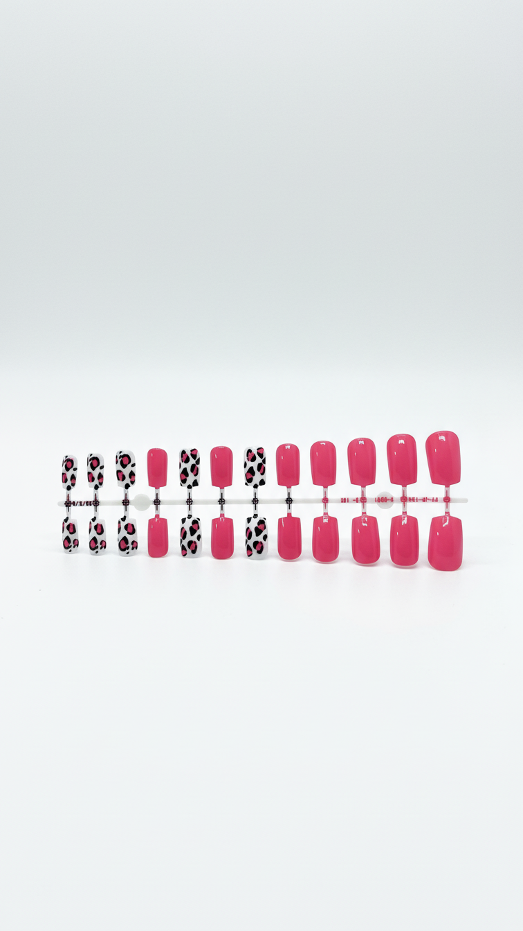Press-on nails - bold pink