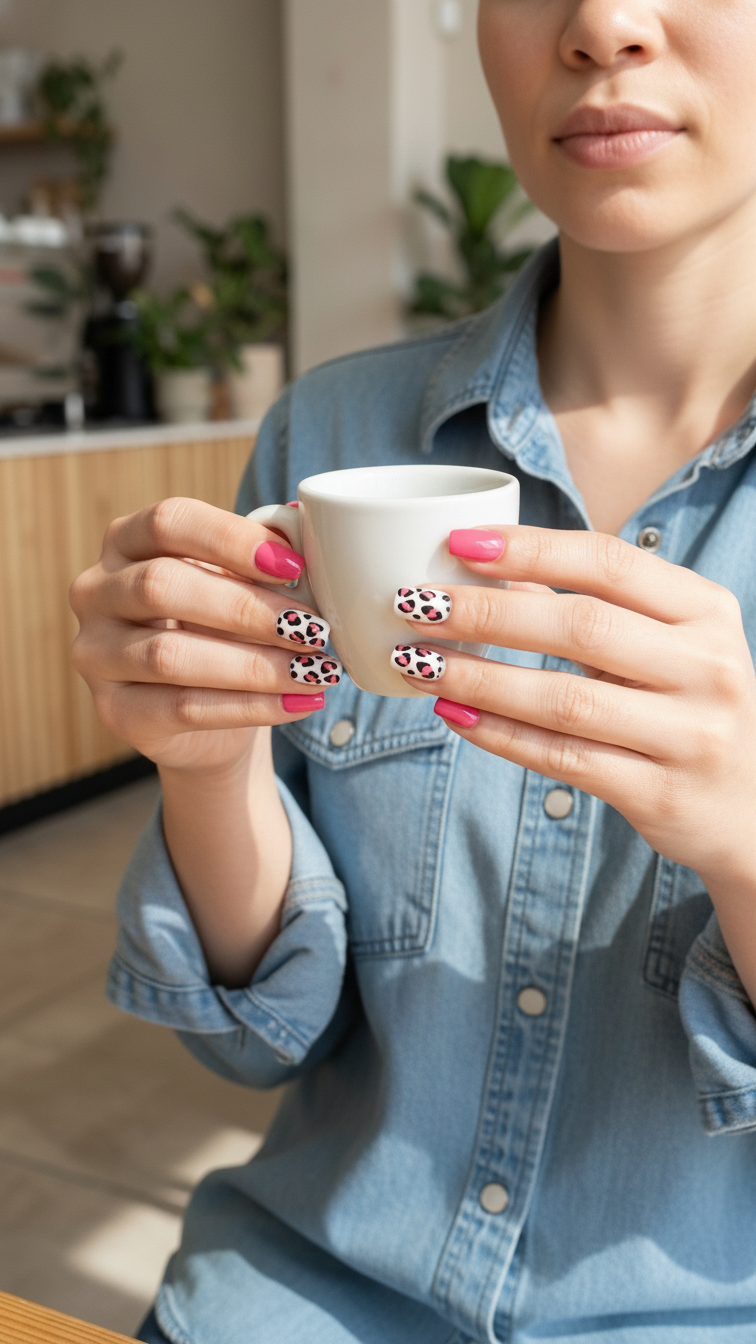 Press-on nails - bold pink