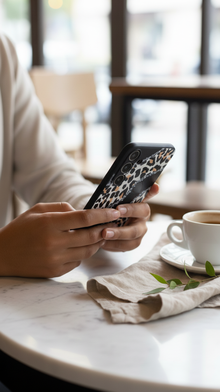 Leopard & Silver Wave phone case