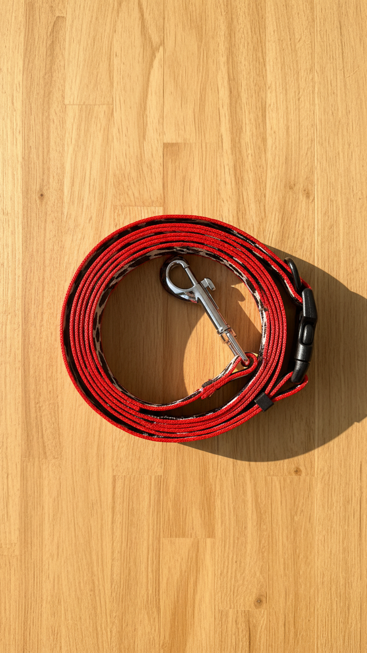 Dog leash and collar set - red