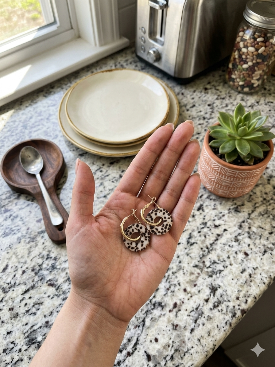 Hollow circle pendant earrings