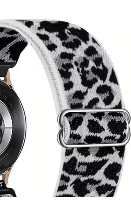 Watch strap - Samsung Galaxy Compatible (white/tan) stretch nylon