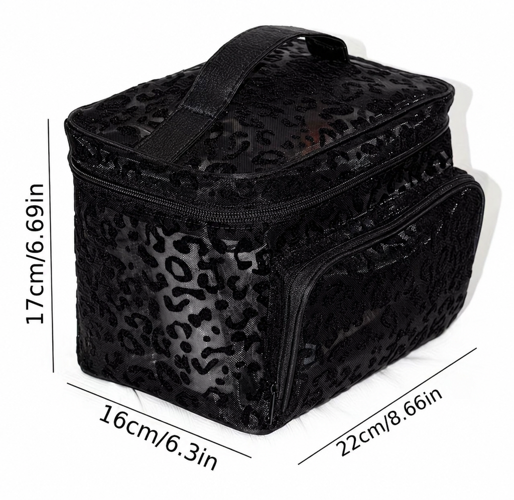 Large mesh makeup bag - black