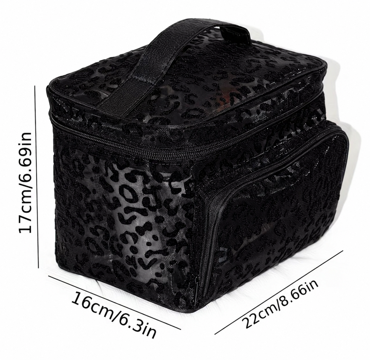 Large mesh makeup bag - black