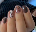 Short Square Press-on Nails - short coffee & glitter