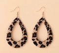 Leopard Print Water Drop Hollow-Shaped Fashionable Dangling Earrings