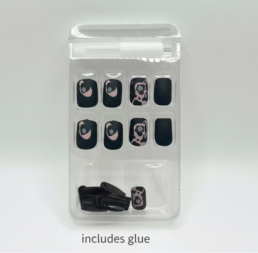 Press-on nails - matte short black