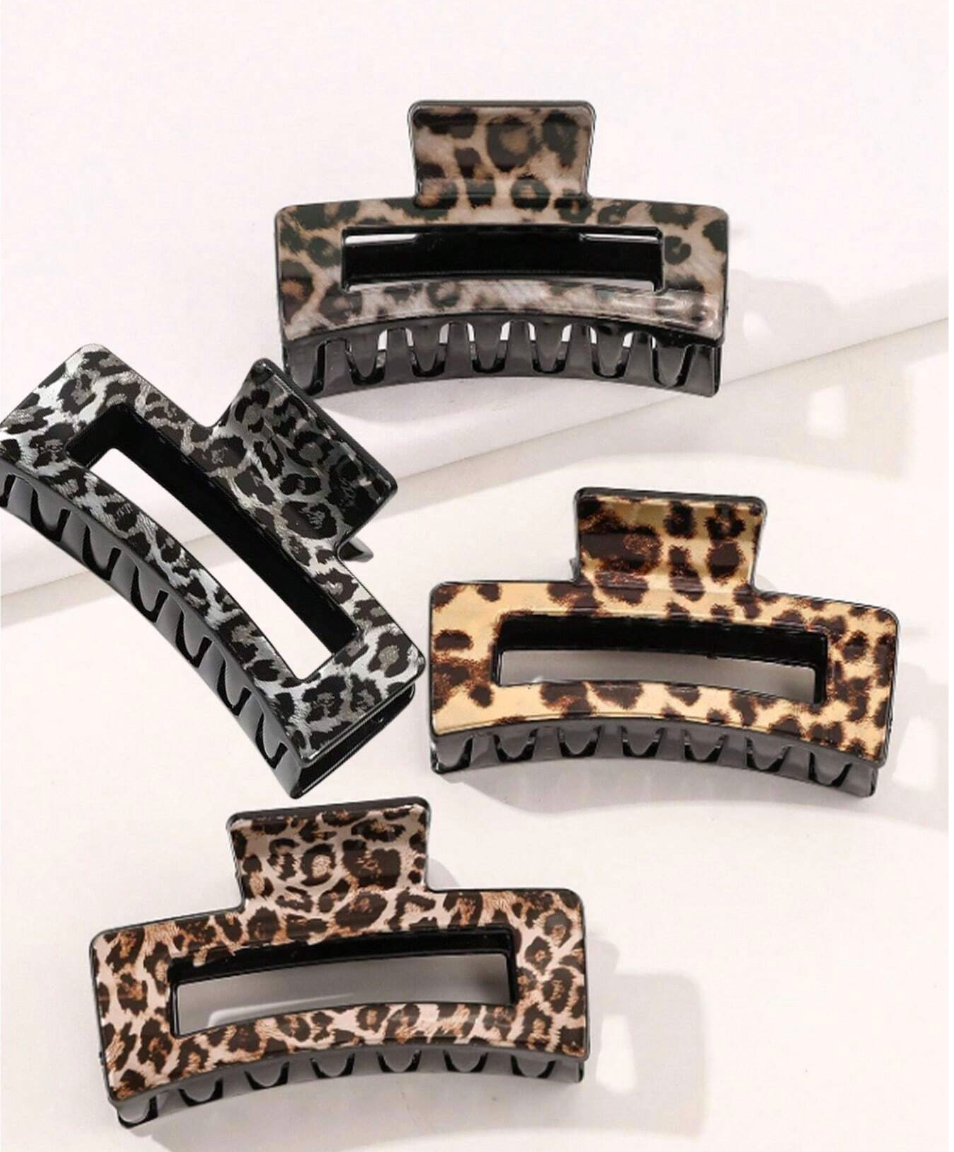 Leopard Print Square Hair Claw