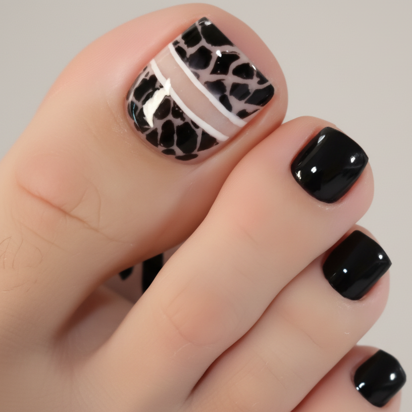 Press on toe nails - stripe