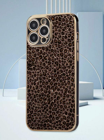Electroplated Leopard print phone cover - Brown