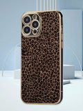 Electroplated Leopard print phone cover - Brown