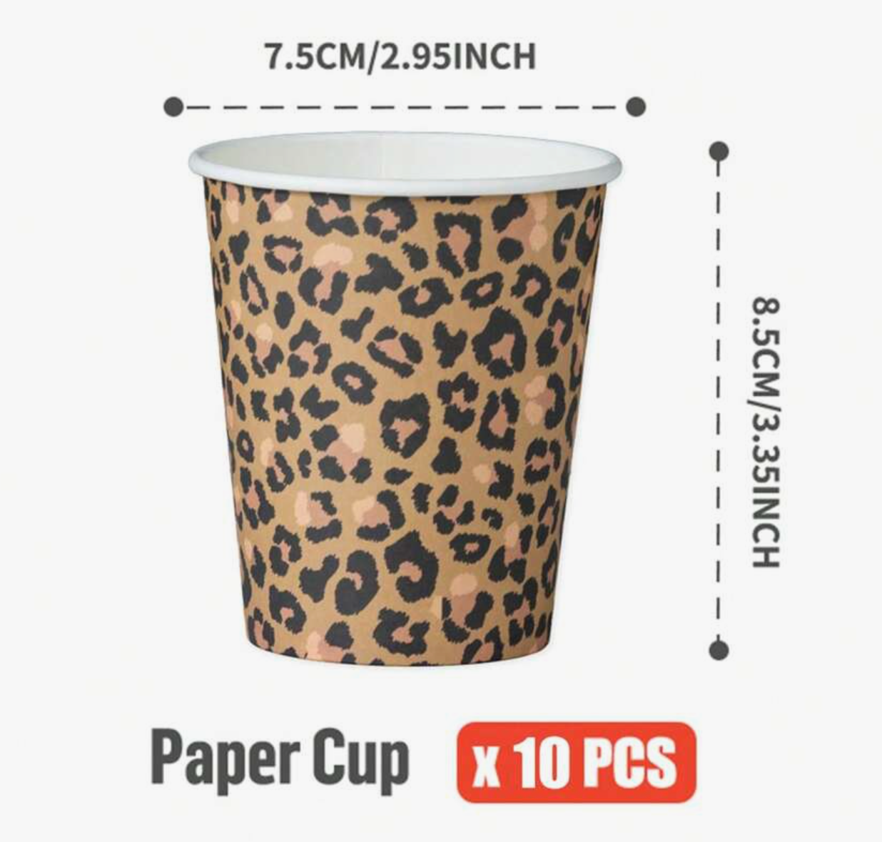 Party Supplies - cups, Leopard brown