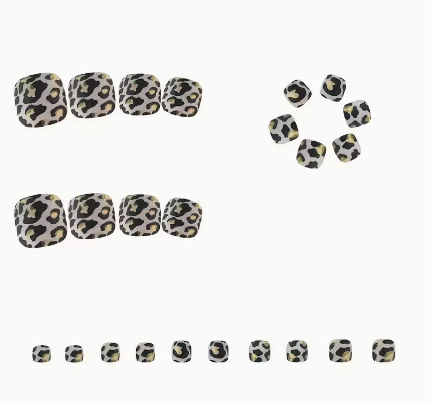 Stick-on Toe Nails - black and gold