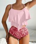 Leopard-print two-piece swimsuit - pink