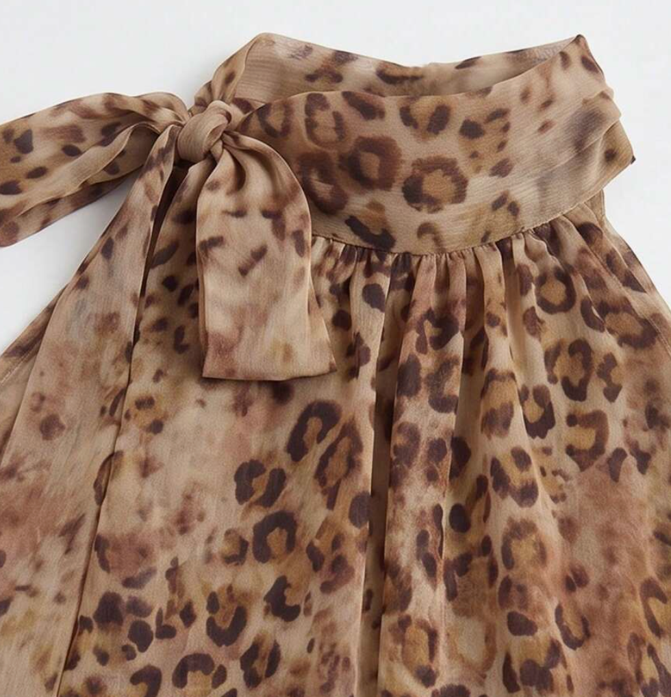 Leopard print halter blouse