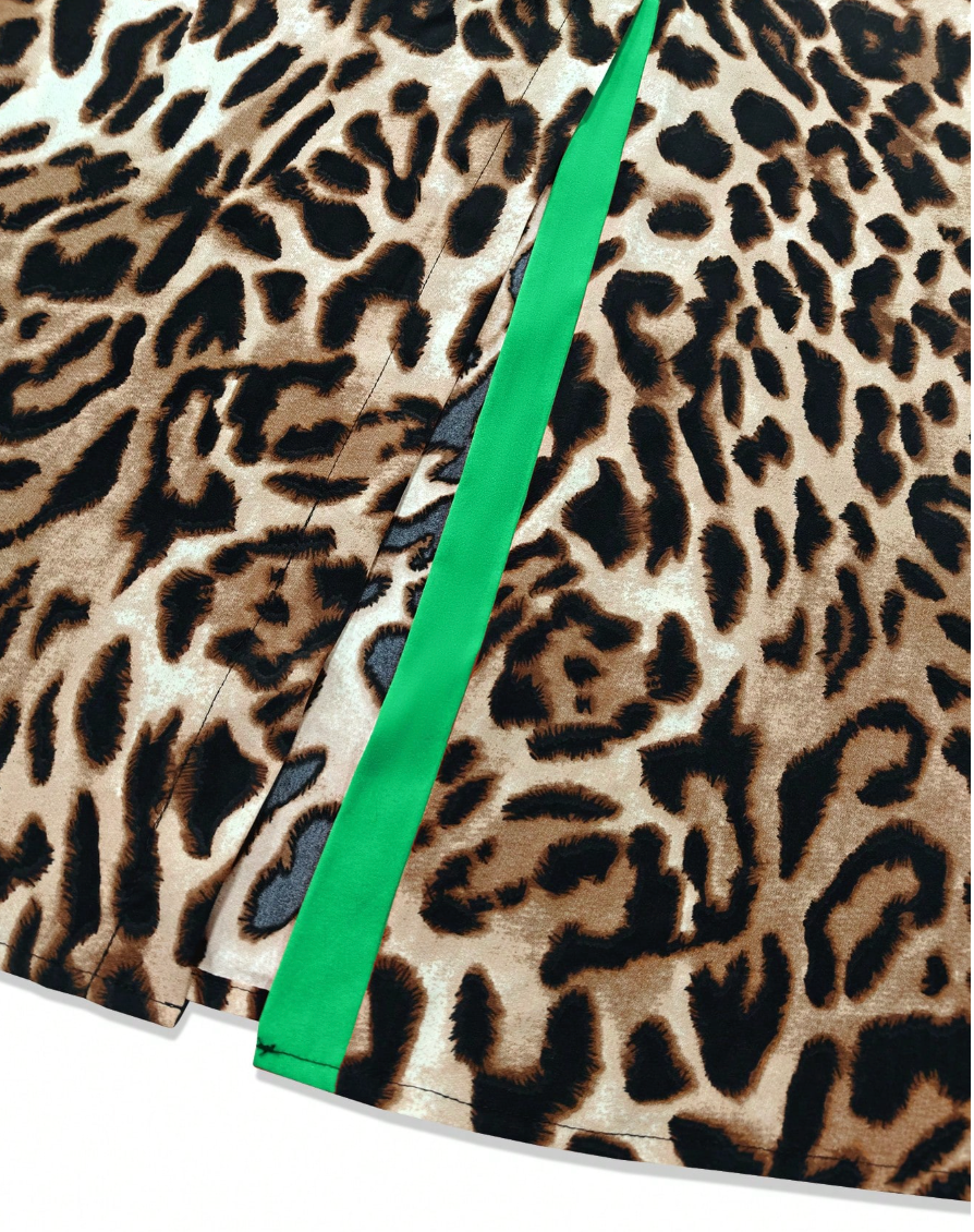 Green trim dress