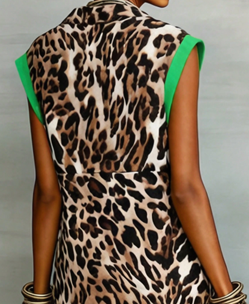 Green trim dress