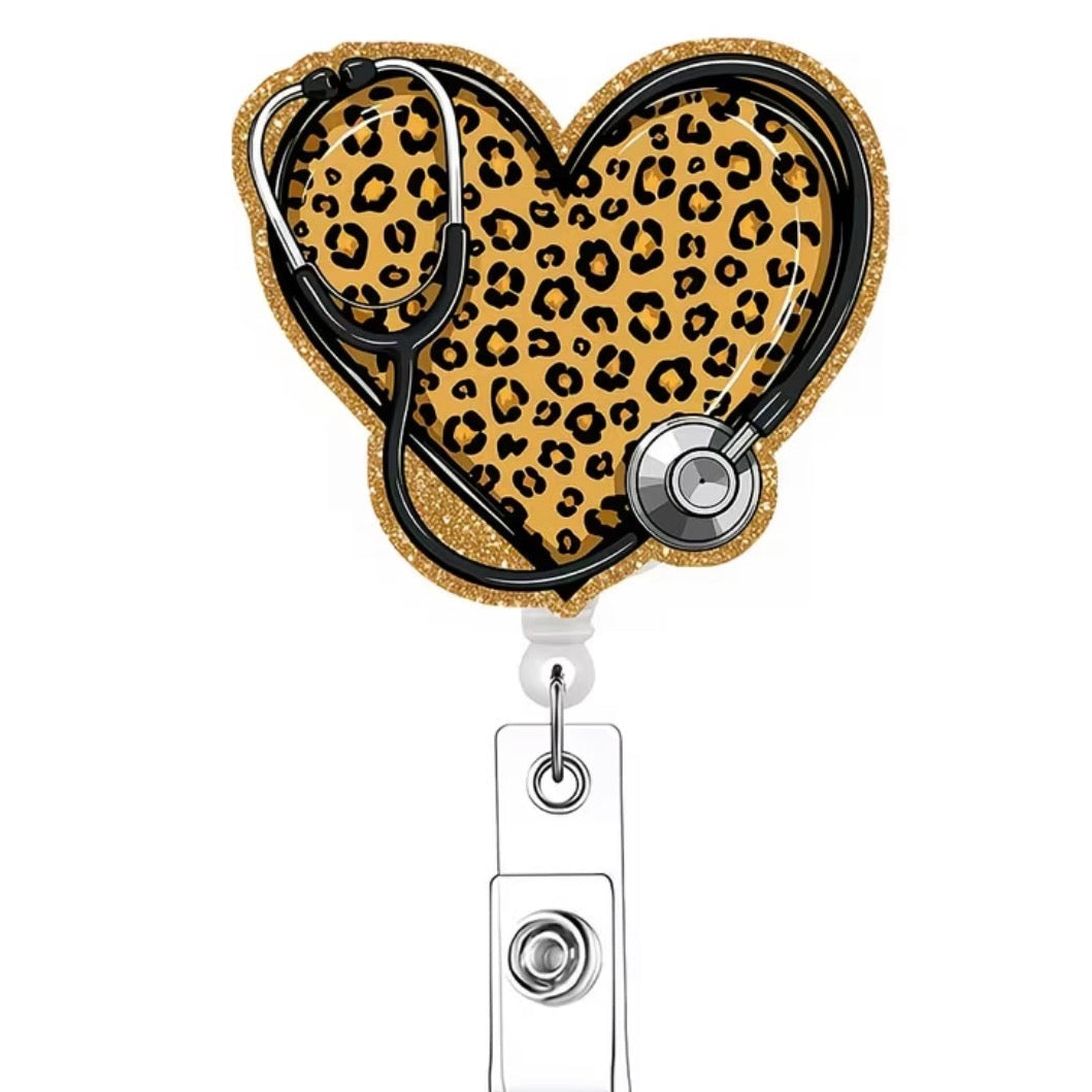 Heart-shaped access card with leopard print design on a white background