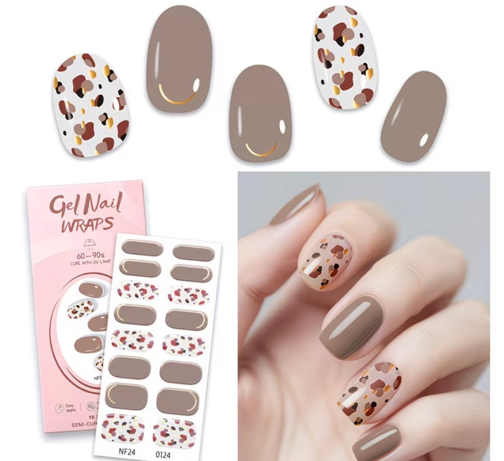 Nail wrap packaging with application examples on nails