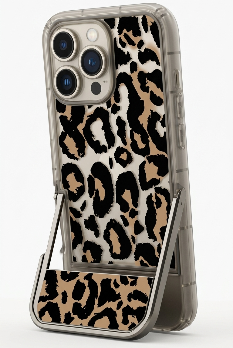 Phone case with leopard print design on a white background
