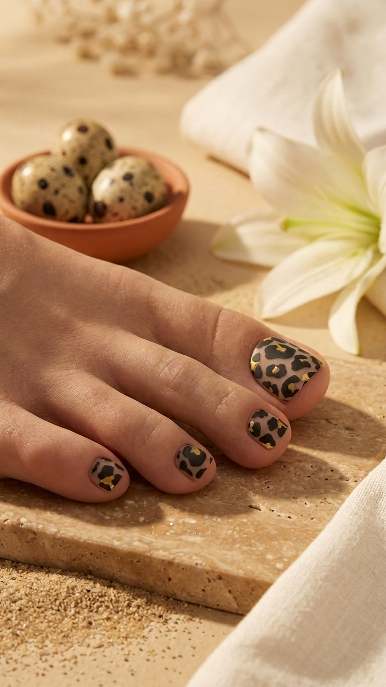 Stick-on Toe Nails - black and gold