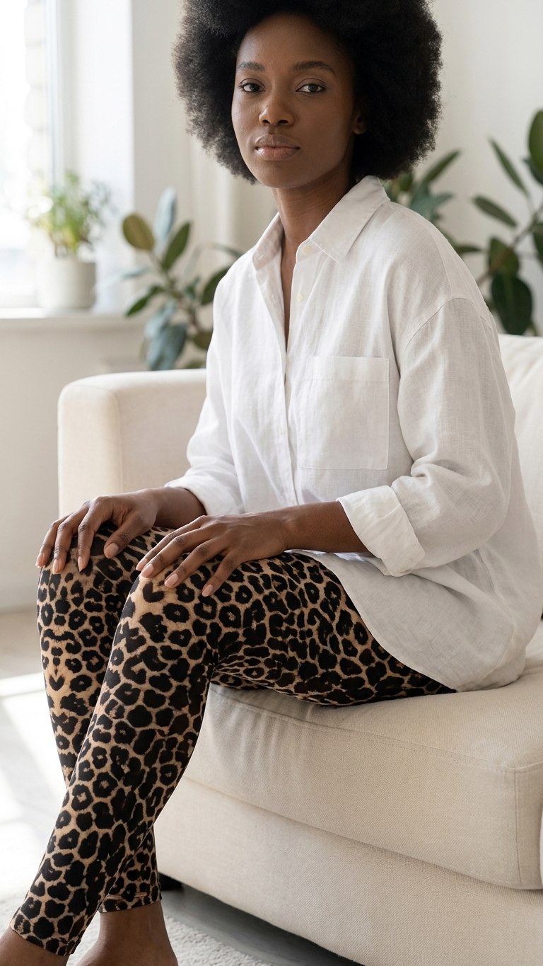 High-waist leggings - women's leopard print