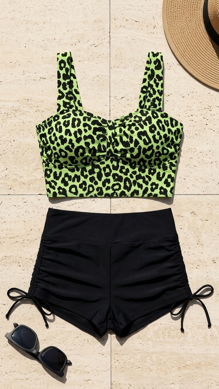 Leopard print bikini - Green and black