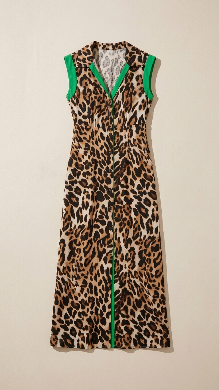 Green trim dress