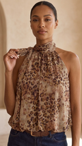 Leopard print halter blouse