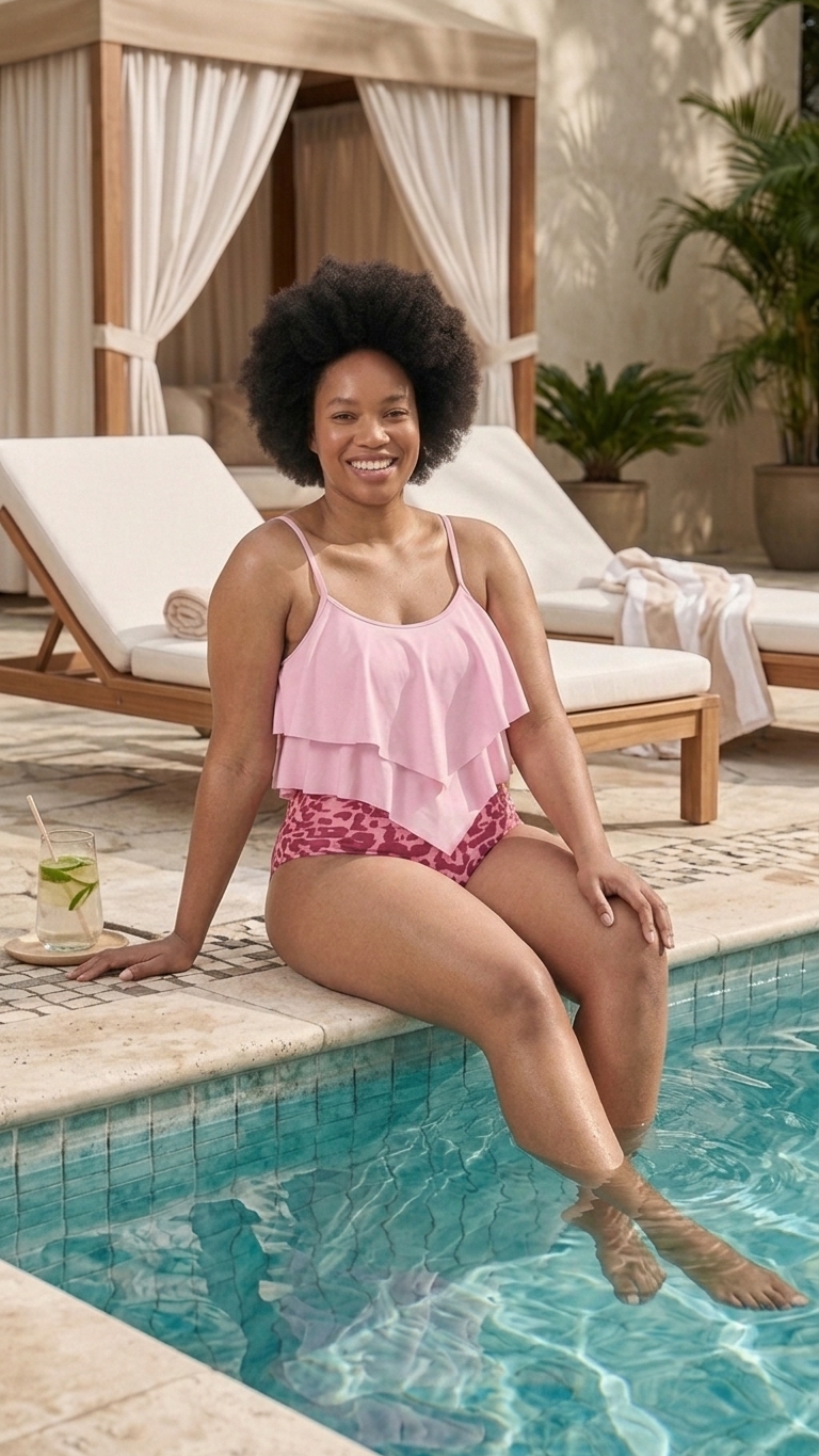Leopard-print two-piece swimsuit - pink