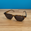 Sunglasses with leopard frame on a white background