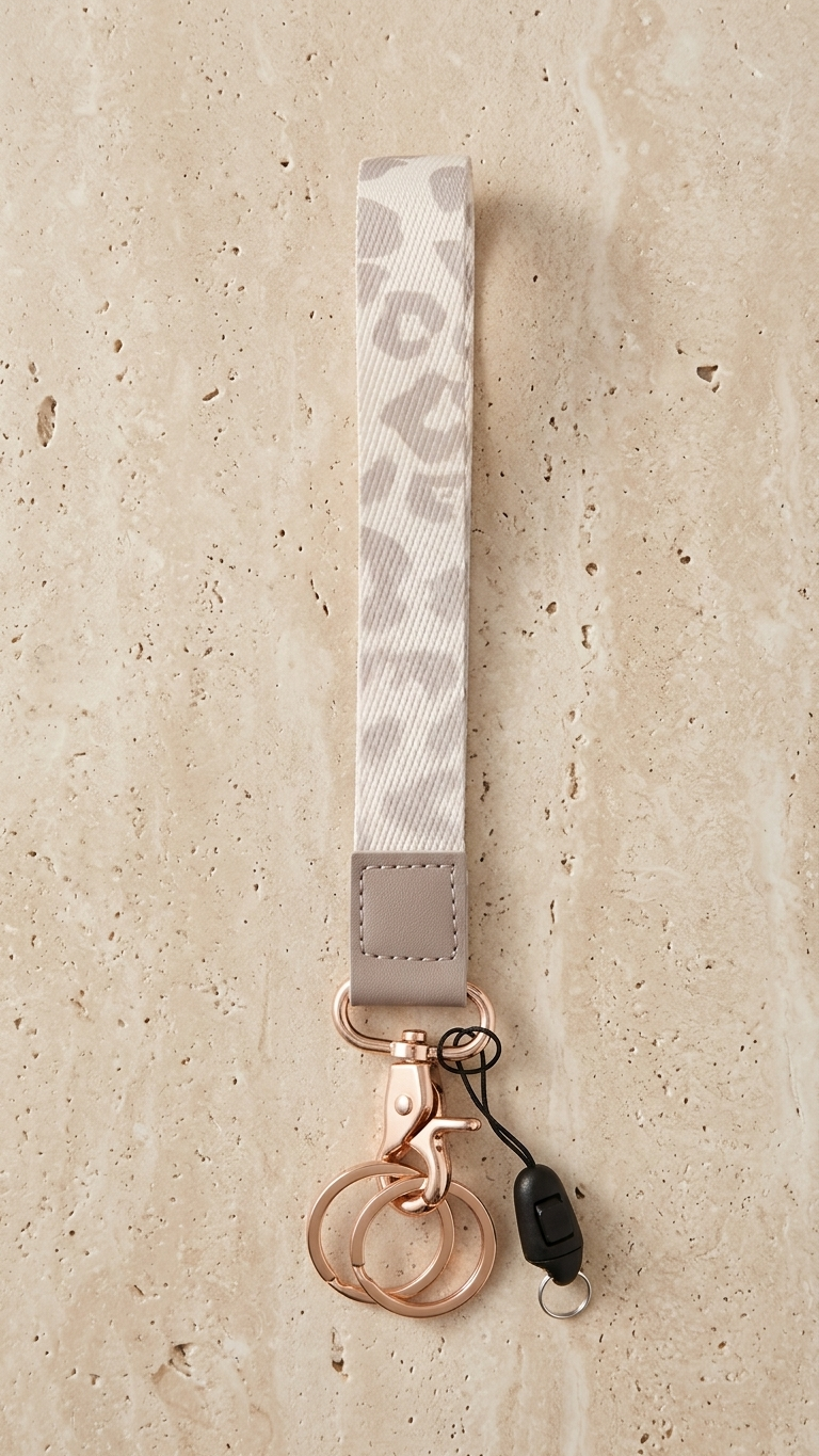 Wrist keychain - White Leopard